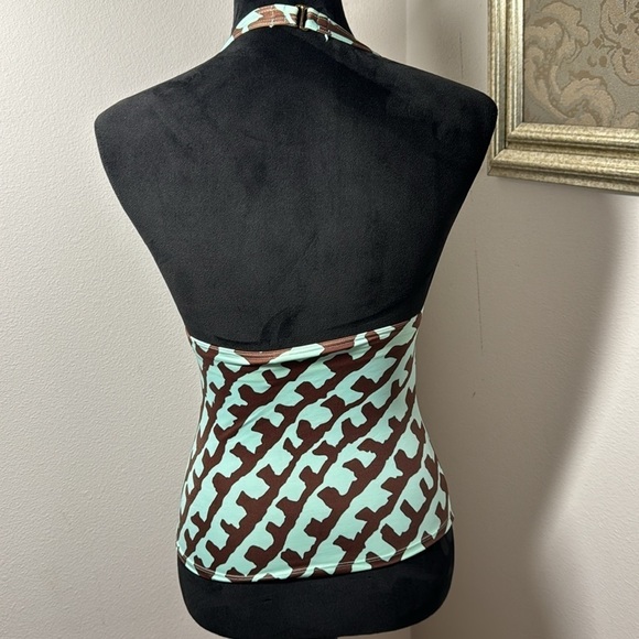 Victoria’s Secret aqua brown halter tankini top Sz‎ 34 B - Picture 4 of 6